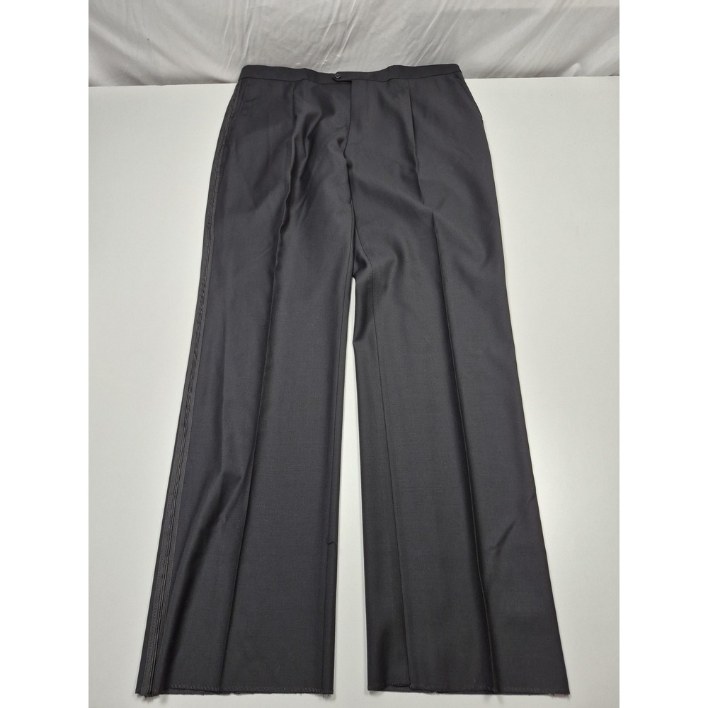Zanieri Dress Pants Mens 42x36 Gray Wool flat front Unhemmed Italy Tuxedo